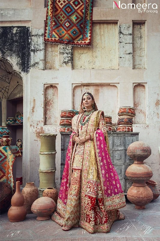 Traditional Bridal Dresses Pakistani in Red #BS160