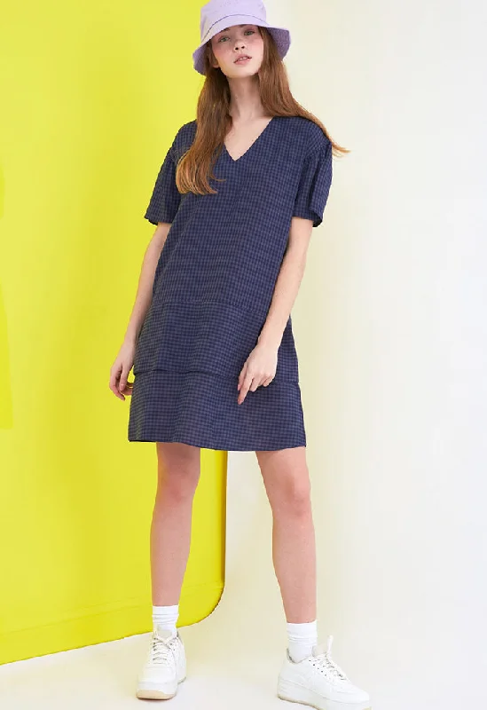 Small Checkered V Neck Dress