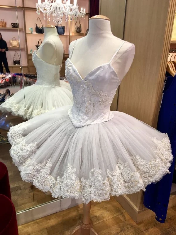 White ballet dress,short ball gown     S6572