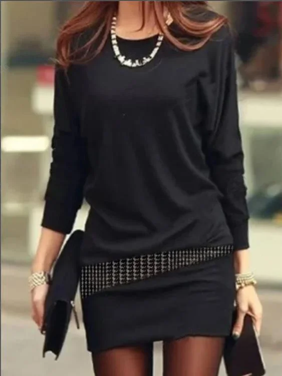 Round Neck Long Sleeve Casual Dress