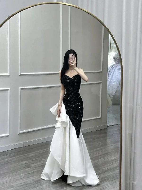 Black Sequin Long Prom Dresses Formal Evening Dresses          S6487