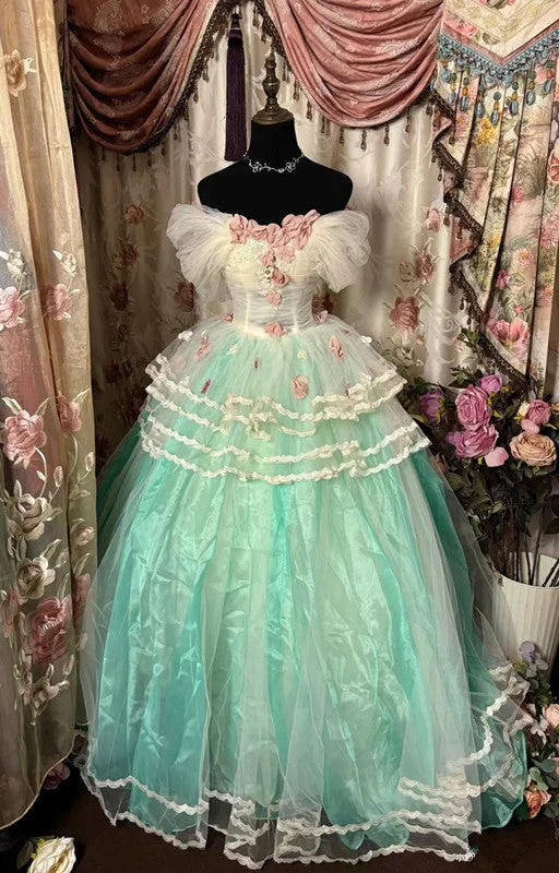 A Line Long Off Shoulder Princess Dress Prom Ball Gown       S6543