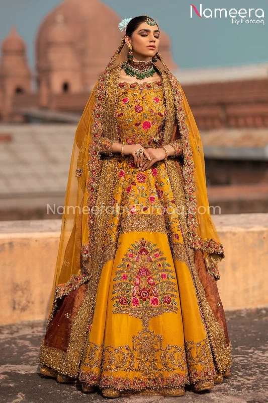 Royal Mustard Gold Pakistani Bridal Gown Dresses #BS164