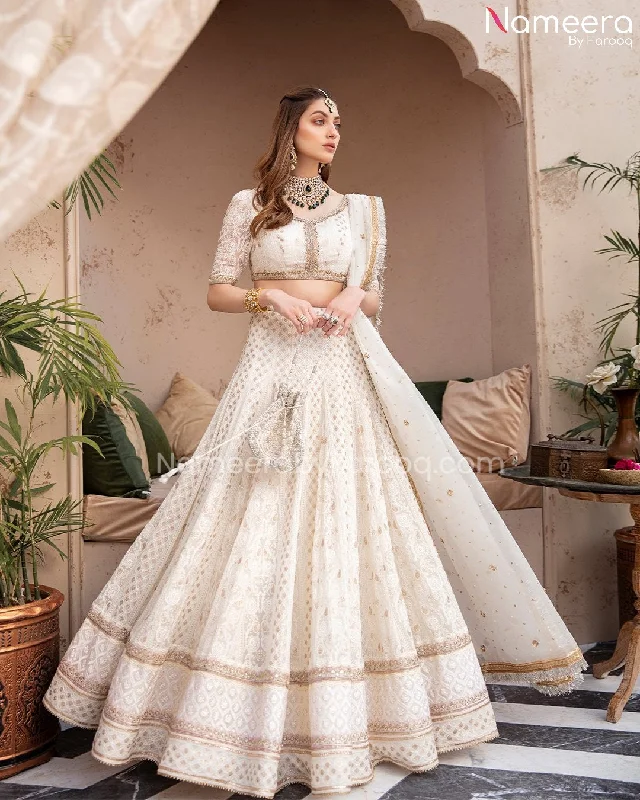 Lehenga Choli Off White Pakistani Bridal Dress #BS203