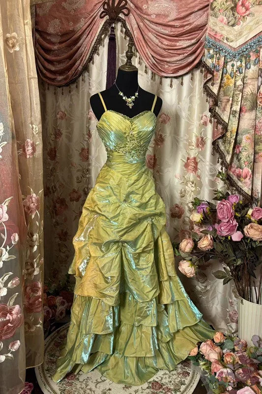 Green Long Princess Dress Girl Prom Gown        S6542