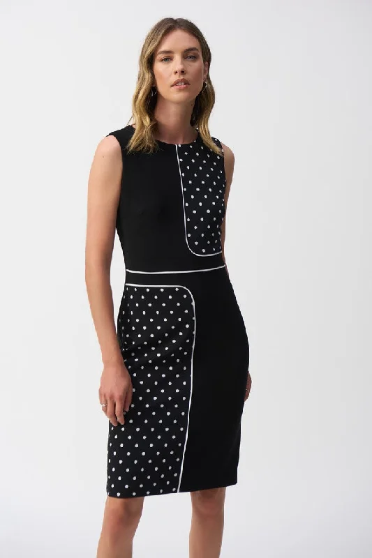 Joseph Ribkoff Silky Knit Dot Print Sleeveless Sheath Dress - 251094