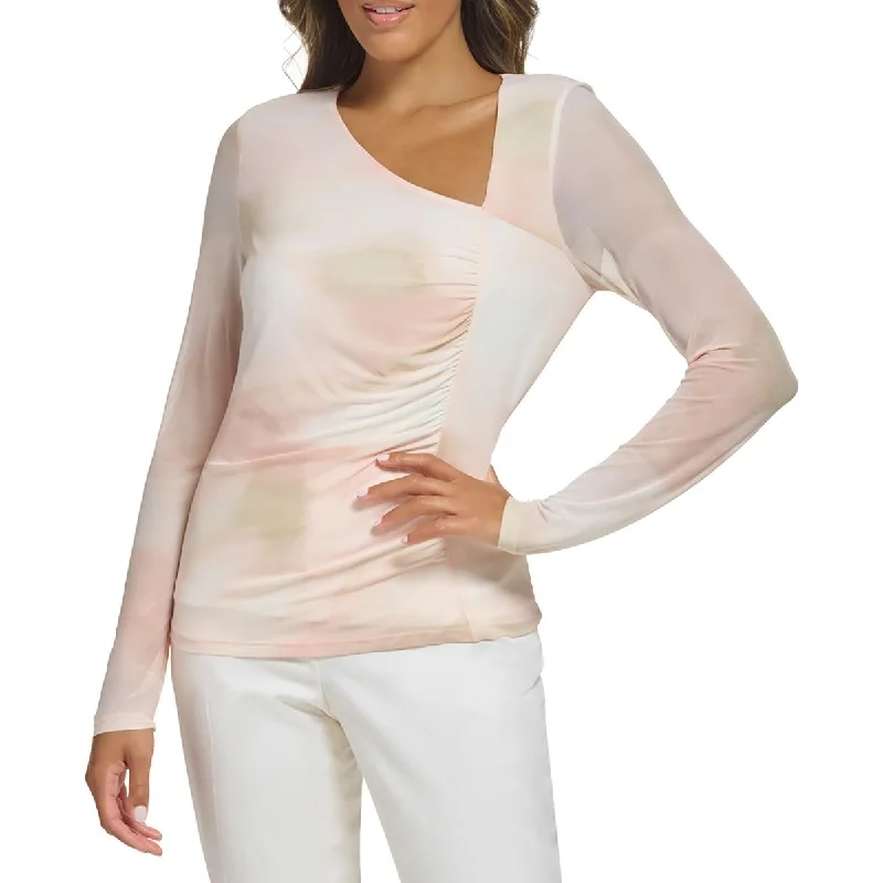 Calvin Klein Womens Career Office Blouse Delicate Pleat Blouse
