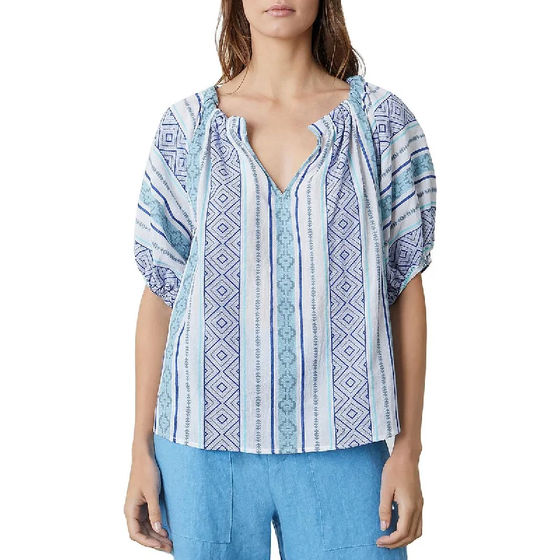 Velvet Womens Boho Cotton Blouse Feminine Pastel Blouse