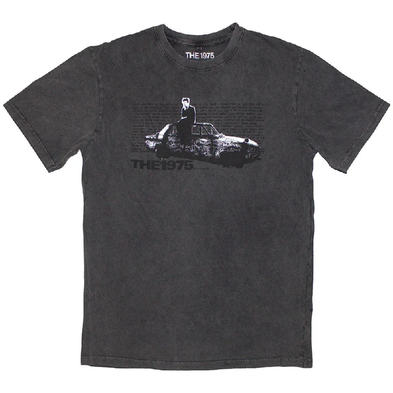 The 1975 | Official Stone Wash Band T-Shirt | Car Photo Stone Wash Print Jacquard Patchwork The 1975 | Official Stone Wash Band T-Shirt | Car Photo Stone Wash Print Jacquard Patchwork