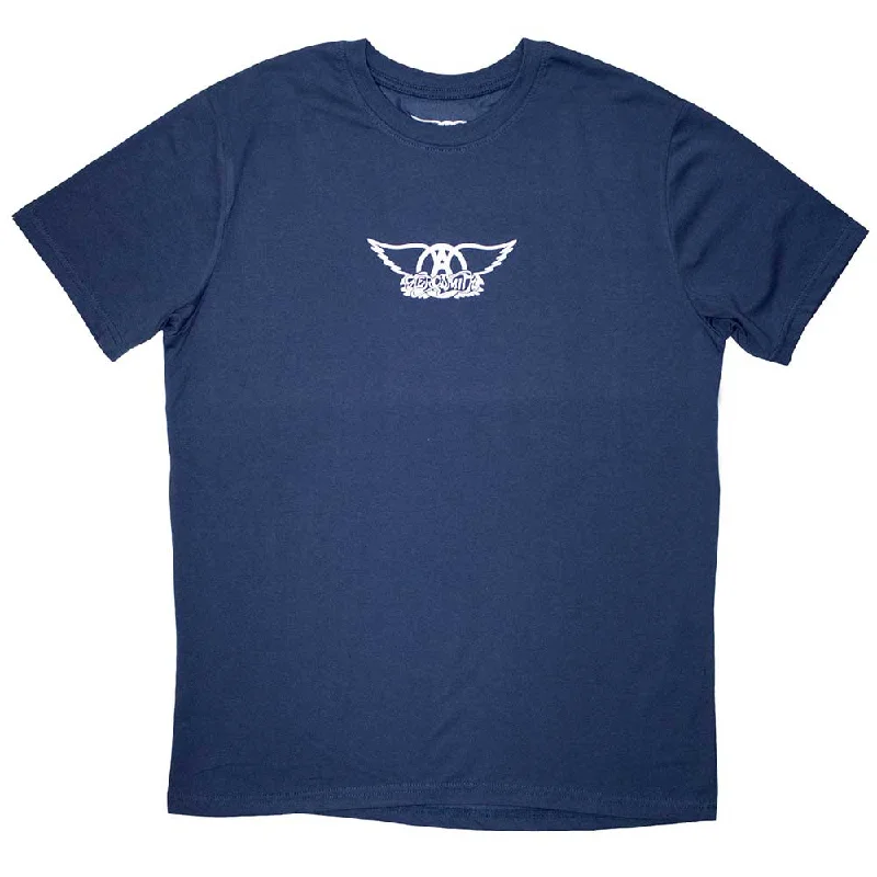 Aerosmith | Official Band T-Shirt | Mini Wings Logo Embroidered Appliqued Beaded
