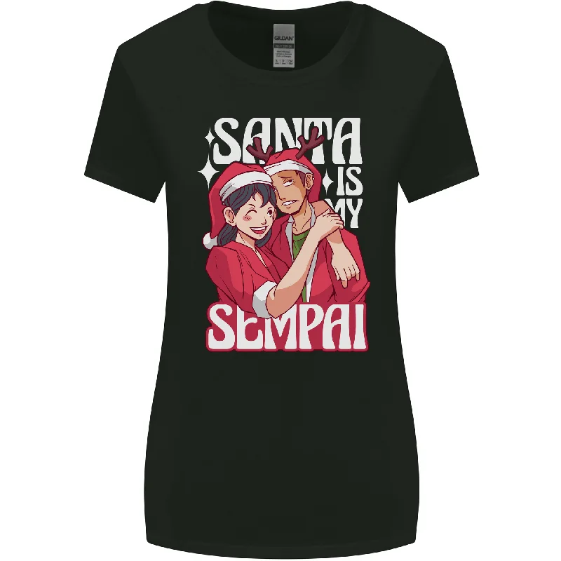 Anime Santa is My Sempai Funny Christmas Xmas Womens Wider Cut T-Shirt Chenille Blend Fleece Blend Nylon Blend Anime Santa is My Sempai Funny Christmas Xmas Womens Wider Cut T-Shirt Chenille Blend Fleece Blend Nylon Blend