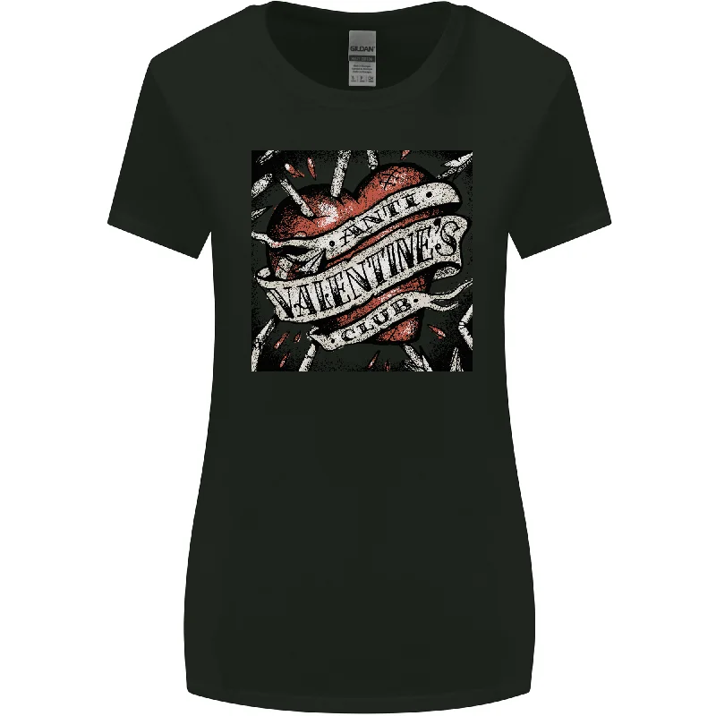 Anti Valentines Club Heart Singles Day Womens Wider Cut T-Shirt Iron Safe Non-Iron Wrinkle Free Anti Valentines Club Heart Singles Day Womens Wider Cut T-Shirt Iron Safe Non-Iron Wrinkle Free