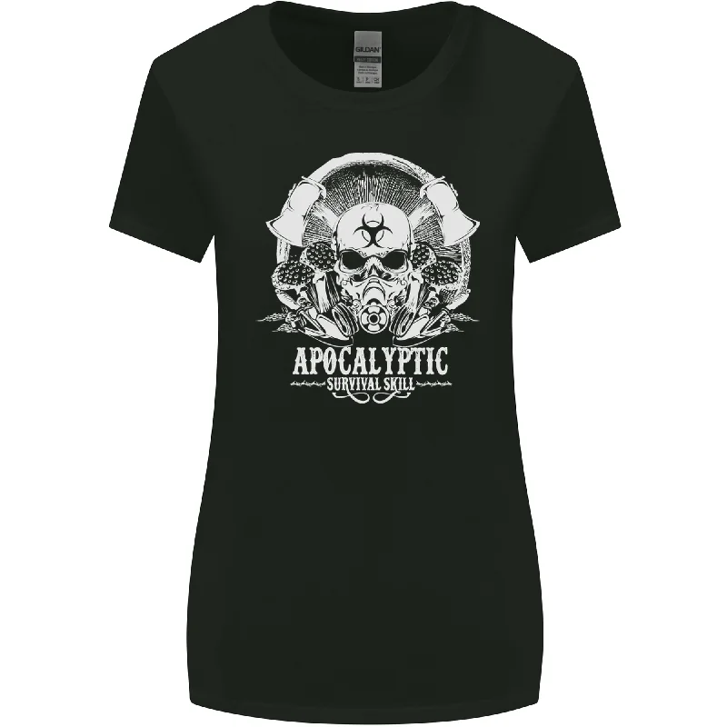 Apocalyptic Survival Skill Skull Gaming Womens Wider Cut T-Shirt Collared Crew Neck Turtle Neck Apocalyptic Survival Skill Skull Gaming Womens Wider Cut T-Shirt Collared Crew Neck Turtle Neck