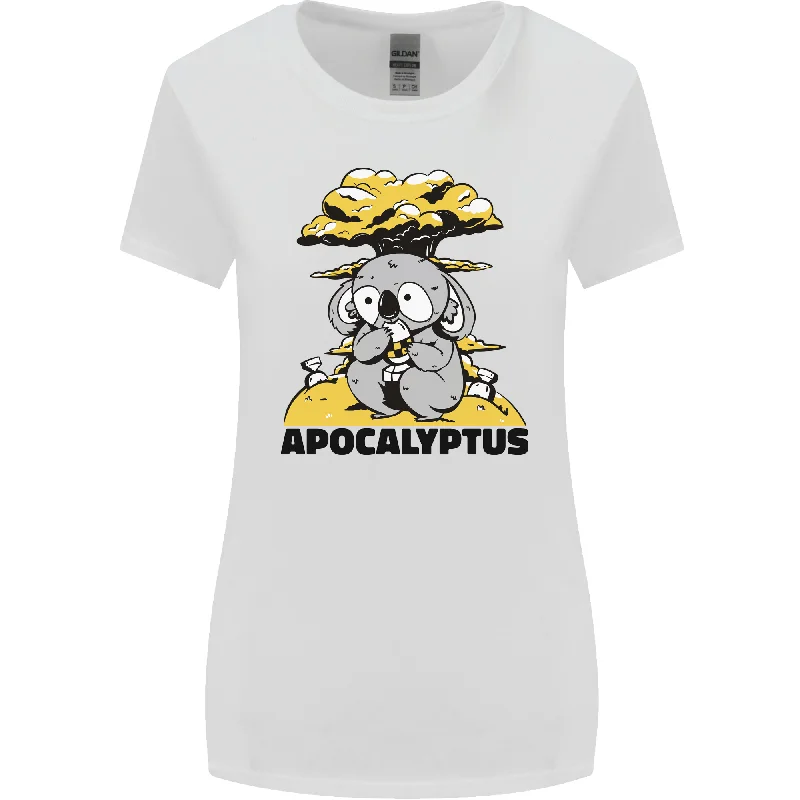 Apocalyptus Koala Bear Climate Change Armageddon Womens Wider Cut T-Shirt Mesh Blend Leather Blend Suede Blend Apocalyptus Koala Bear Climate Change Armageddon Womens Wider Cut T-Shirt Mesh Blend Leather Blend Suede Blend