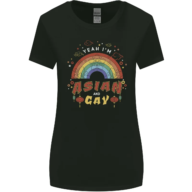 Asian and Gay Funny Gaysian LGBT Pride Womens Wider Cut T-Shirt Hooded Caped Shawl Collar