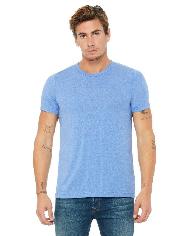 Bella+Canvas Triblend T-Shirt | Blue Triblend Zippered Front Buttoned Front Snap Front Bella+Canvas Triblend T-Shirt | Blue Triblend Zippered Front Buttoned Front Snap Front