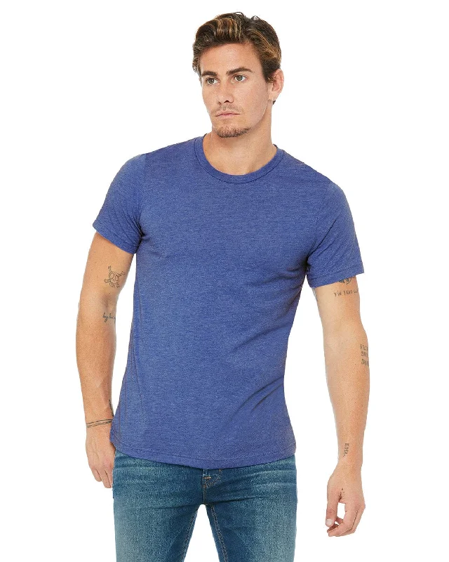 Bella+Canvas Unisex Heather CVC T-Shirt | Hthr True Royal Hooded Caped Shawl Collar