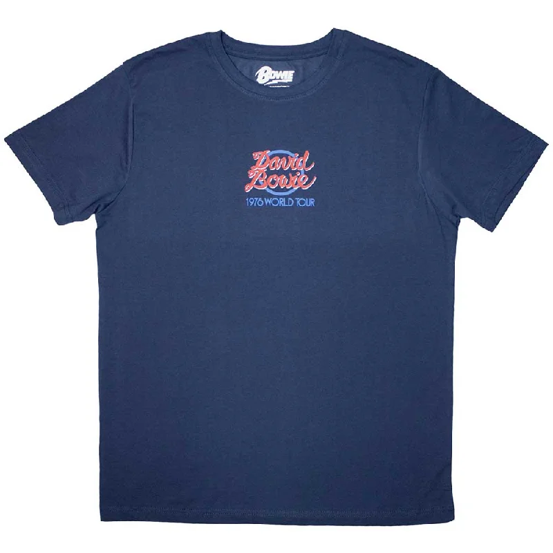 David Bowie | Official Band T-Shirt | Mini 1978 World Tour Logo Mesh Blend Leather Blend Suede Blend David Bowie | Official Band T-Shirt | Mini 1978 World Tour Logo Mesh Blend Leather Blend Suede Blend
