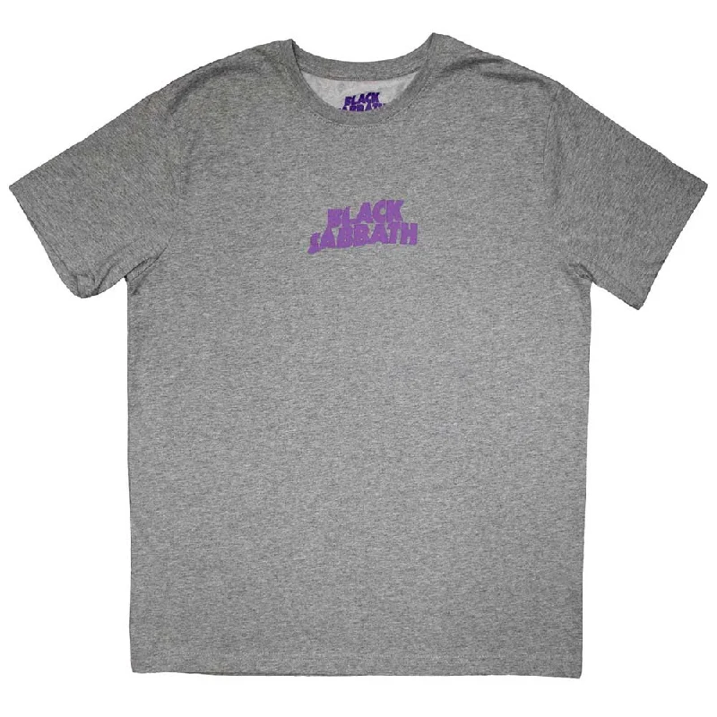 Black Sabbath | Official Band T-Shirt | Mini Wavy Logo Spandex Blend Rayon Blend Denim Blend Black Sabbath | Official Band T-Shirt | Mini Wavy Logo Spandex Blend Rayon Blend Denim Blend