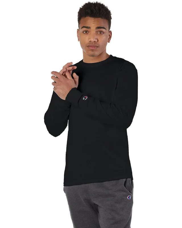 Champion Long Sleeve Tagless T-Shirt | Black Chenille Blend Fleece Blend Nylon Blend Champion Long Sleeve Tagless T-Shirt | Black Chenille Blend Fleece Blend Nylon Blend
