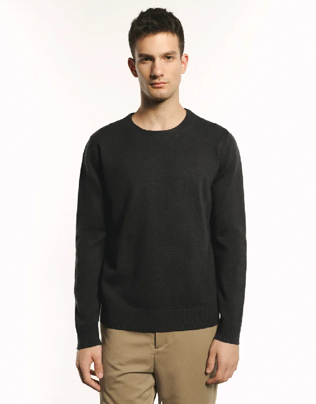 Crew Neck Knitted T-Shirt Fleece Nylon Spandex