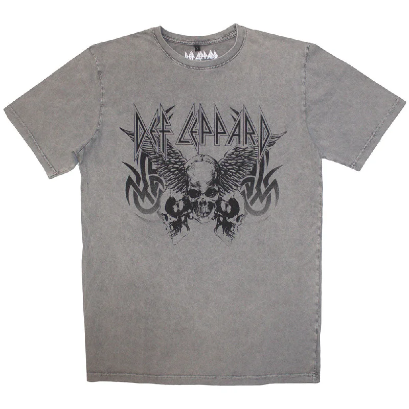 Def Leppard | Official Stone Wash Band T-Shirt | Tribal Skull Stone Wash Zippered Buttoned Snapped Def Leppard | Official Stone Wash Band T-Shirt | Tribal Skull Stone Wash Zippered Buttoned Snapped