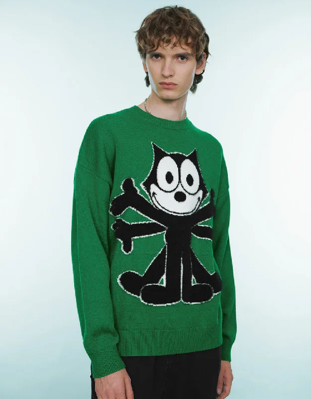 Felix the Cat Knitted T-Shirt Layered Multi-layer Single Layer