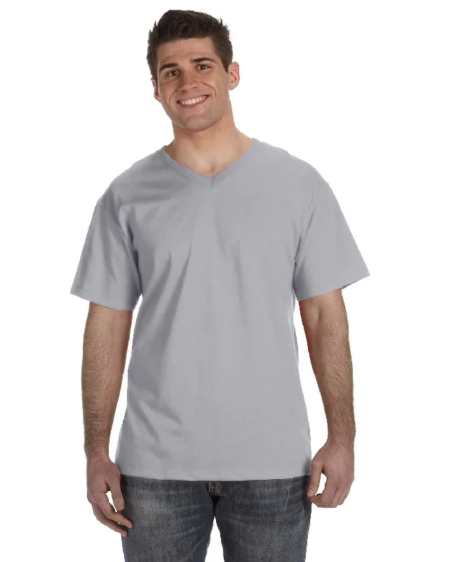 Fruit of the Loom 5 oz. 100% Heavy Cotton HD V-Neck T-Shirt | Athletic Heather Fashionable Trendy Casual Fruit of the Loom 5 oz. 100% Heavy Cotton HD V-Neck T-Shirt | Athletic Heather Fashionable Trendy Casual