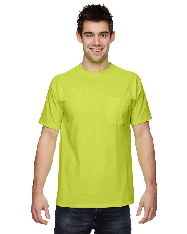 Fruit of the Loom Cotton Pocket T-Shirt | Safety Green Basic T-Shirt Crew Neck Short Sleeve Fruit of the Loom Cotton Pocket T-Shirt | Safety Green Basic T-Shirt Crew Neck Short Sleeve