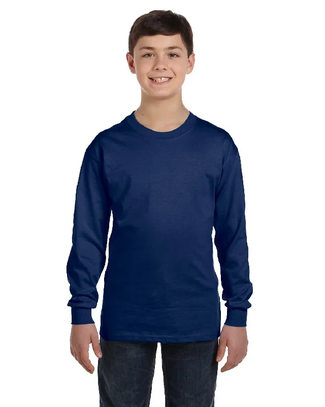 Gildan Youth Heavy Cotton Long Sleeve T-Shirt | Navy Cashmere Blend Cotton Blend Poly Blend Gildan Youth Heavy Cotton Long Sleeve T-Shirt | Navy Cashmere Blend Cotton Blend Poly Blend