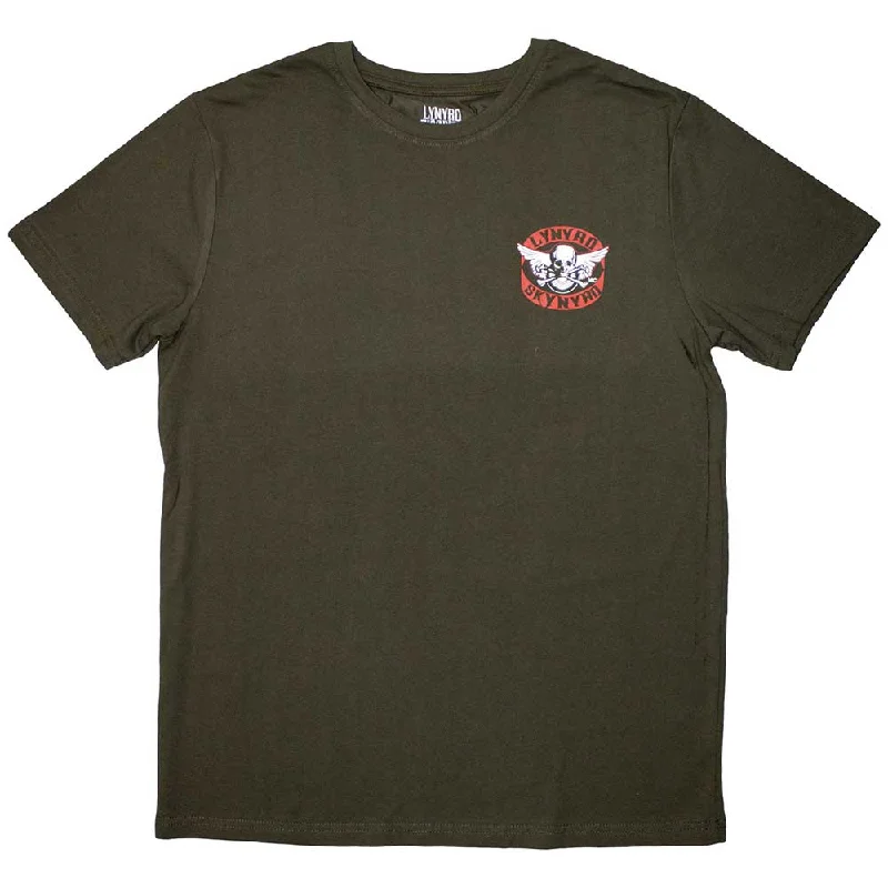 Lynyrd Skynyrd | Official Band T-Shirt | Mini Biker Patch Logo Striped Floral Plaid