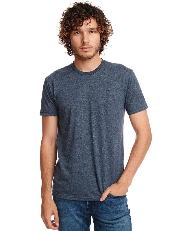 Next Level Mens Triblend Crew Tee | Indigo Houndstooth Herringbone Solid