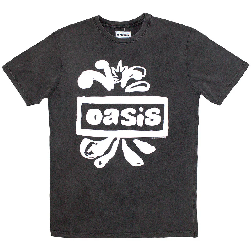 Oasis | Official Stone Wash Band T-Shirt | Logo Splat Stone Wash Oversized T-Shirt Spandex breathable Oasis | Official Stone Wash Band T-Shirt | Logo Splat Stone Wash Oversized T-Shirt Spandex breathable