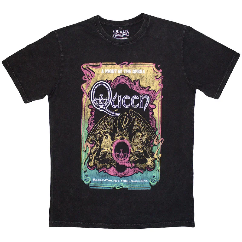 Queen | Official Stone Wash Band T-Shirt | A Night At The Opera Tour '76 Stone Wash Machine Wash Dry Clean Hand Wash Queen | Official Stone Wash Band T-Shirt | A Night At The Opera Tour '76 Stone Wash Machine Wash Dry Clean Hand Wash