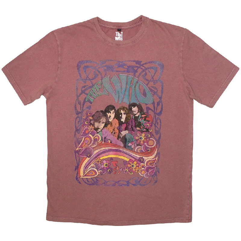 The Who | Official Stone Wash Band T-Shirt | Psych Floral Stone Wash Satin Fabric Silk Fabric Chiffon Fabric The Who | Official Stone Wash Band T-Shirt | Psych Floral Stone Wash Satin Fabric Silk Fabric Chiffon Fabric