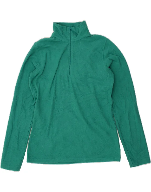 MOUNTAIN WAREHOUSE Womens Zip Neck Fleece Jumper UK 14 Medium Green Cashmere Blend Cotton Blend Poly Blend