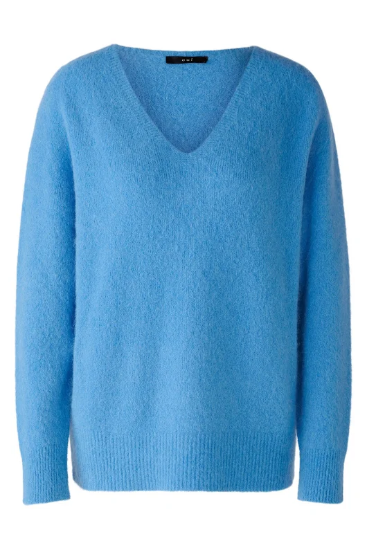 V-Neck Jumper Chenille Blend Fleece Blend Nylon Blend
