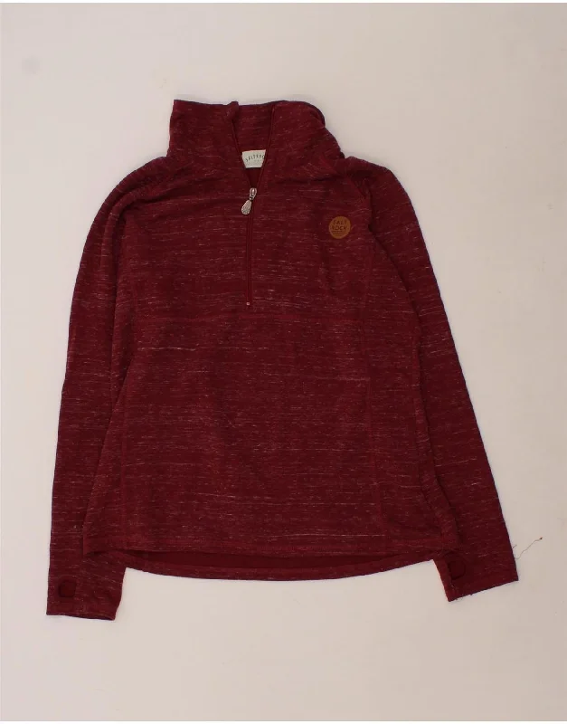SALTROCK Womens Oversized Zip Neck Fleece Jumper UK 10 Small Maroon Fleece Sweater Nylon Polyester