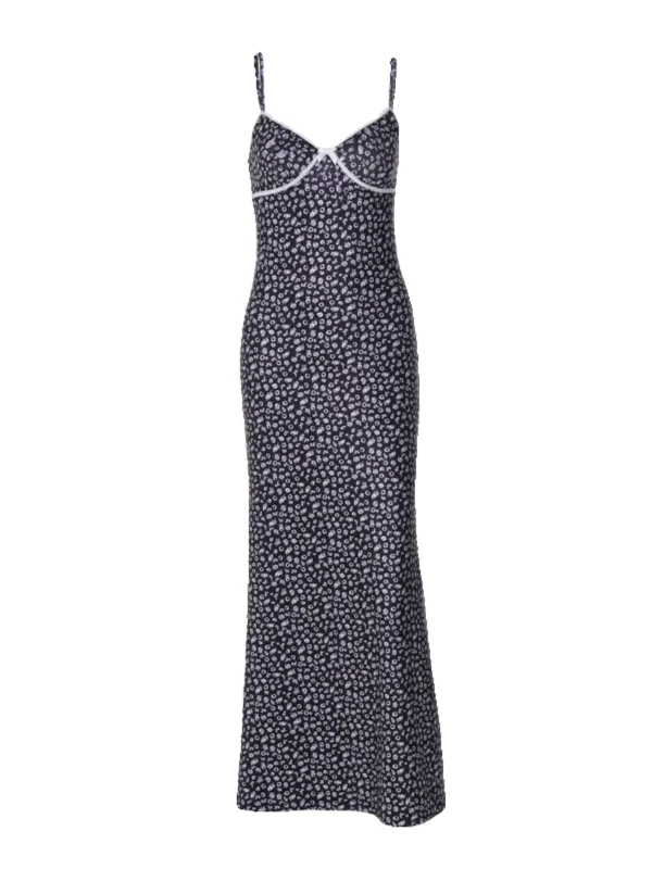 Dinah Mini Floral Print Maxi Dress Cozy Knitted Maxi Dress