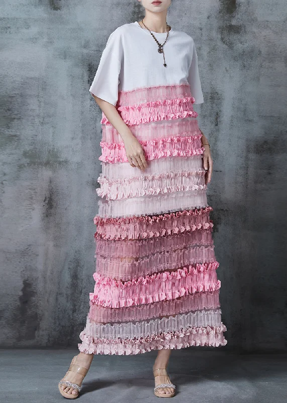 White Patchwork Cotton Maxi Dresses Layered Ruffled Summer Elegant Lace-Up Maxi Dress White Patchwork Cotton Maxi Dresses Layered Ruffled Summer Elegant Lace-Up Maxi Dress