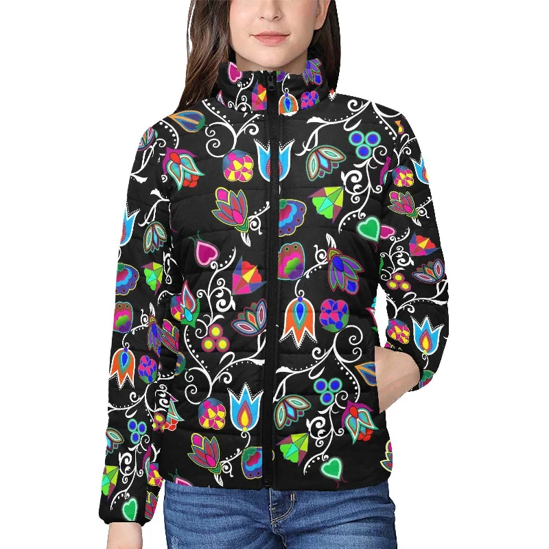 Indigenous Paisley Black Women's Stand Collar Padded Jacket Corduroy Jacket Velvet Jacket Brocade Jacket Indigenous Paisley Black Women's Stand Collar Padded Jacket Corduroy Jacket Velvet Jacket Brocade Jacket