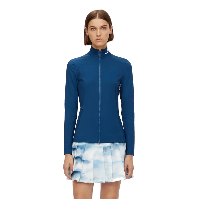 J. Lindeberg Therese Mid Layer Womens Full Zip Golf Jacket Front Pockets Side Pockets Patch Pockets J. Lindeberg Therese Mid Layer Womens Full Zip Golf Jacket Front Pockets Side Pockets Patch Pockets