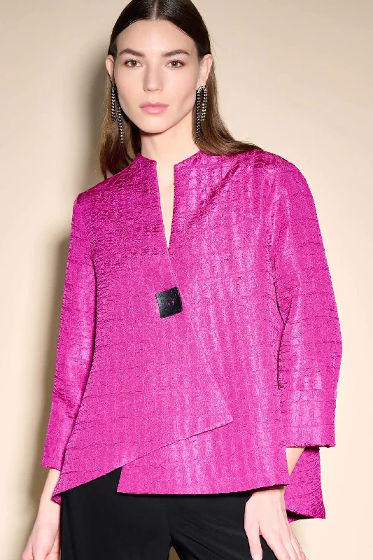 Joseph Ribkoff 233792 Fuchsia Pink Textured Woven Jacquard Swing Jacket Collared Jacket Crew Neck Jacket Turtle Neck Jacket Joseph Ribkoff 233792 Fuchsia Pink Textured Woven Jacquard Swing Jacket Collared Jacket Crew Neck Jacket Turtle Neck Jacket