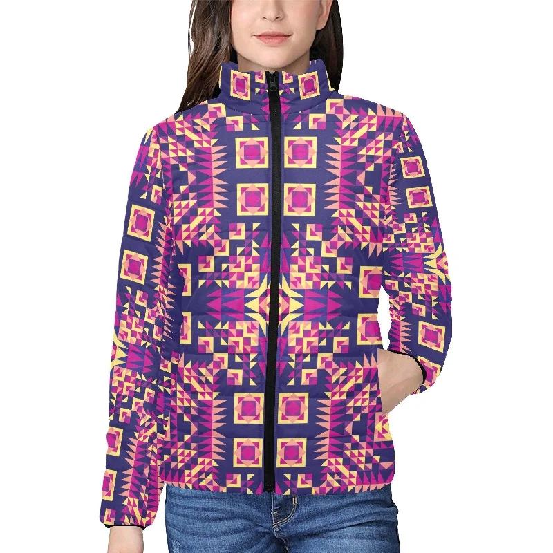 Kaleidoscope Bleu Women's Stand Collar Padded Jacket V-Neck Jacket Boat Neck Jacket Square Neck Jacket Kaleidoscope Bleu Women's Stand Collar Padded Jacket V-Neck Jacket Boat Neck Jacket Square Neck Jacket
