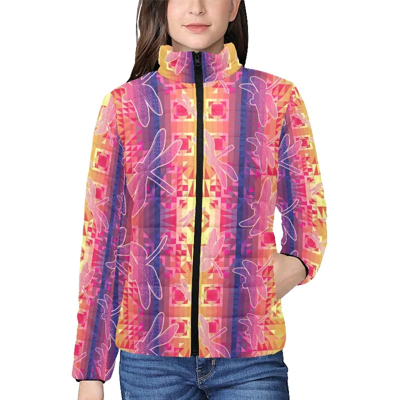 Kaleidoscope Dragonfly Women's Stand Collar Padded Jacket Denim Jacket Leather Jacket Suede Jacket Kaleidoscope Dragonfly Women's Stand Collar Padded Jacket Denim Jacket Leather Jacket Suede Jacket