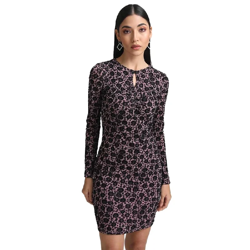 Kazo Abstract Georgette Round Neck Women's Mini Dress (Purple,Medium) Elegant Mini Dress with Pleats Kazo Abstract Georgette Round Neck Women's Mini Dress (Purple,Medium) Elegant Mini Dress with Pleats