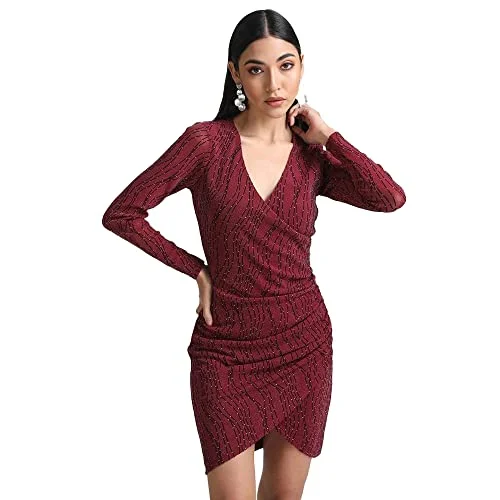 Kazo Abstract Georgette V Neck Women's Mini Dress (Black,Small) Classic Shift Mini Dress Kazo Abstract Georgette V Neck Women's Mini Dress (Black,Small) Classic Shift Mini Dress