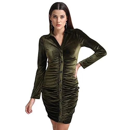 Kazo Embellished Velvet Cowl Neck Womens Mini Dress (Olive, Small) Stylish Sweetheart Neck Mini Dress Kazo Embellished Velvet Cowl Neck Womens Mini Dress (Olive, Small) Stylish Sweetheart Neck Mini Dress