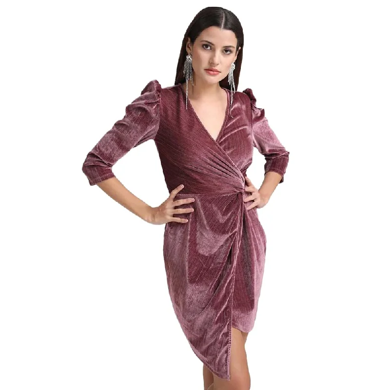 Kazo Solid Polyester Blend V Neck Women's Mini Dress (Purple,Large) Comfortable Bodycon Mini Dress Kazo Solid Polyester Blend V Neck Women's Mini Dress (Purple,Large) Comfortable Bodycon Mini Dress