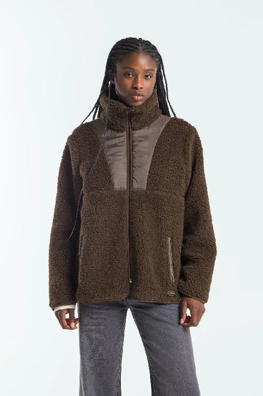 Totoku Unisex Sherpa Jacket Chocolate Brown Ribbed Jacket Pleated Jacket Ruffled Jacket Totoku Unisex Sherpa Jacket Chocolate Brown Ribbed Jacket Pleated Jacket Ruffled Jacket